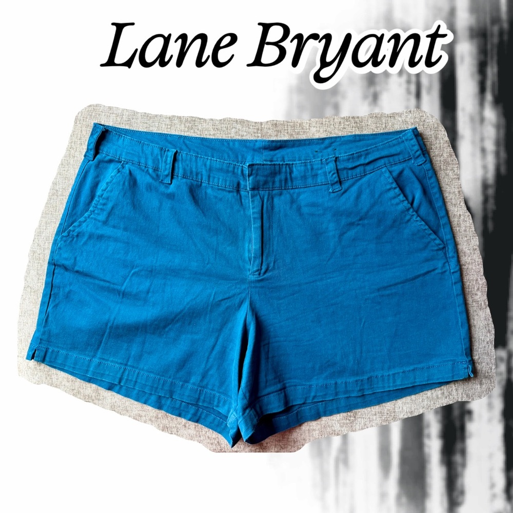 Lane Bryant Teal-Blue Casual Bermuda Shorts
